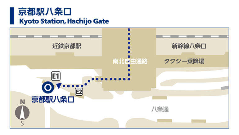 京都駅八条口 乗降場所マップ